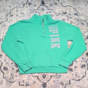 Victoria’s Secret PINK Quarter Zip Pullover Sweatshirt Women’s Small Green